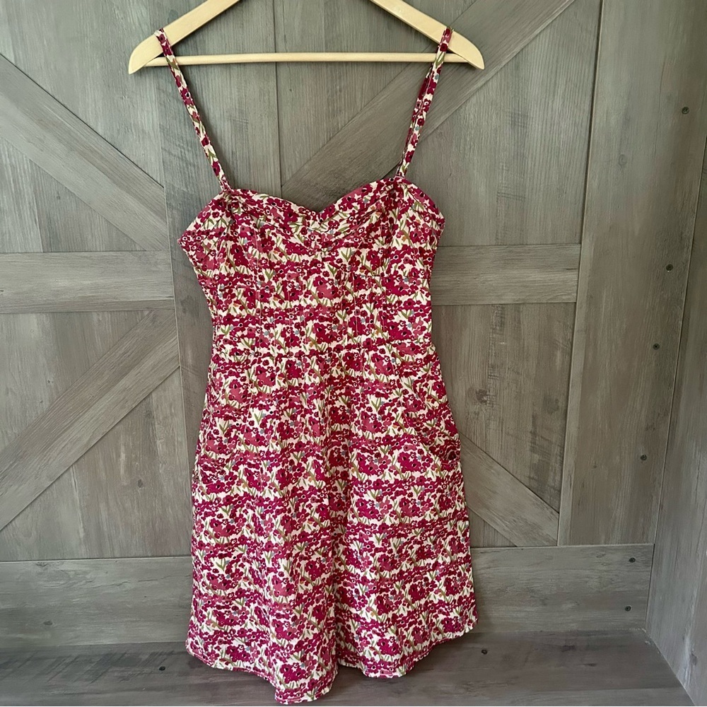 American Eagle Mini Dress Womens Jr Size 2 Floral Sleeveless Cotton pockets